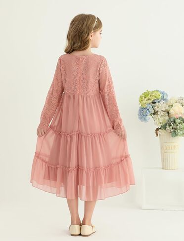 Girls Dresses Elegant Long Sleeve Lace Dress Kid Girl Clothes Size 5-11 Years in Saudi Arabia