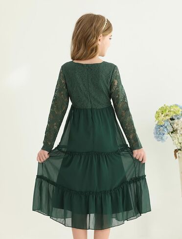 Girls Dresses Elegant Long Sleeve Lace Dress Kid Girl Clothes Size 5-11 Years in Saudi Arabia