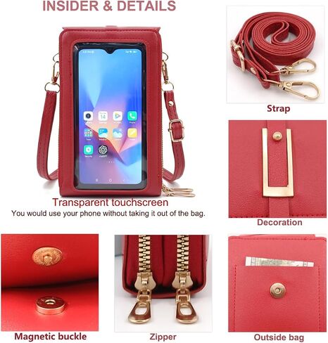 PORT&LOTUS Small Cell Cross Body Purses for Women Mini Shoulder Handbags Zipper Crossbody Bags in Saudi Arabia