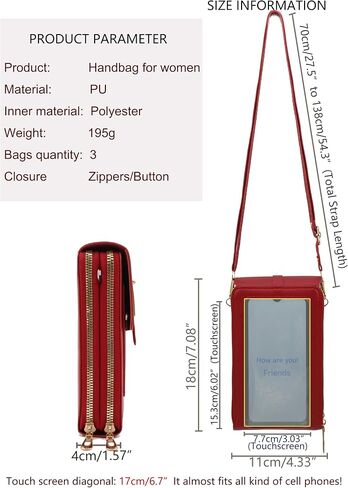 PORT&LOTUS Small Cell Cross Body Purses for Women Mini Shoulder Handbags Zipper Crossbody Bags in Saudi Arabia