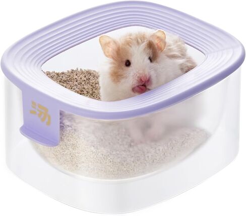 Hamster Sand Bath Container, Transparent Toilet Potty, Dwarf Hamster Sand Box - Small Animal Bathtub Cage Accessory(Purple) in Kuwait