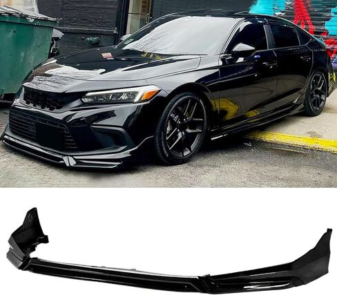 Front Lip Compatibility with 2022-2024 Civic Yofer Style Front Bumper Chin Lip Splitter Spoiler Kit Black in Kuwait