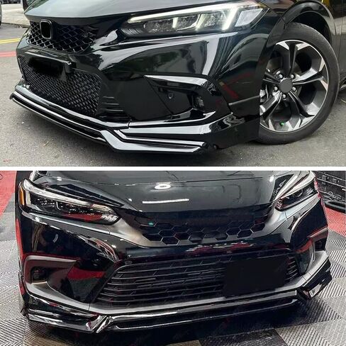 Front Lip Compatibility with 2022-2024 Civic Yofer Style Front Bumper Chin Lip Splitter Spoiler Kit Black in Kuwait
