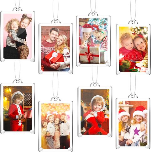 Weysat 8 Pcs Christmas Photo Ornaments Small Hanging Picture Frame Ornaments Wallet Size Picture Frames for Christmas Tree Decoration Tear the Scratch Film Before Use(2 x 3 Inch,Vertical) in Saudi Arabia