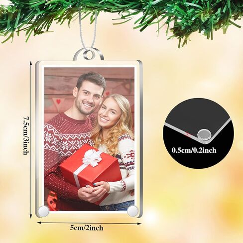 Weysat 8 Pcs Christmas Photo Ornaments Small Hanging Picture Frame Ornaments Wallet Size Picture Frames for Christmas Tree Decoration Tear the Scratch Film Before Use(2 x 3 Inch,Vertical) in Saudi Arabia