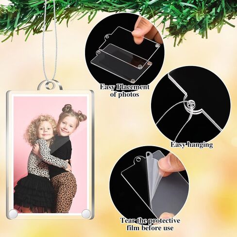 Weysat 8 Pcs Christmas Photo Ornaments Small Hanging Picture Frame Ornaments Wallet Size Picture Frames for Christmas Tree Decoration Tear the Scratch Film Before Use(2 x 3 Inch,Vertical) in Saudi Arabia