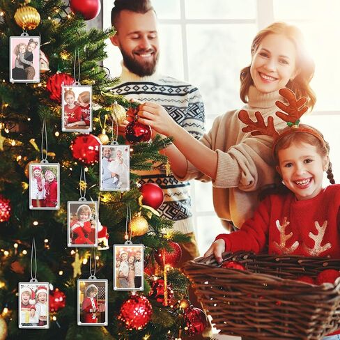 Weysat 8 Pcs Christmas Photo Ornaments Small Hanging Picture Frame Ornaments Wallet Size Picture Frames for Christmas Tree Decoration Tear the Scratch Film Before Use(2 x 3 Inch,Vertical) in Saudi Arabia