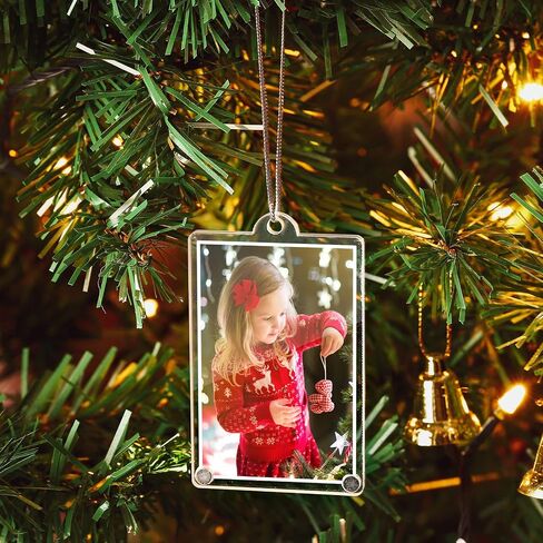 Weysat 8 Pcs Christmas Photo Ornaments Small Hanging Picture Frame Ornaments Wallet Size Picture Frames for Christmas Tree Decoration Tear the Scratch Film Before Use(2 x 3 Inch,Vertical) in Saudi Arabia