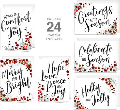 Canopy Street Faux Gold And Black Christmas Cards / 24 Holiday Greeting Cards / 6 Seasonal Designs / 4 5/8" x 6 1/4" Note Cards in Saudi Arabia