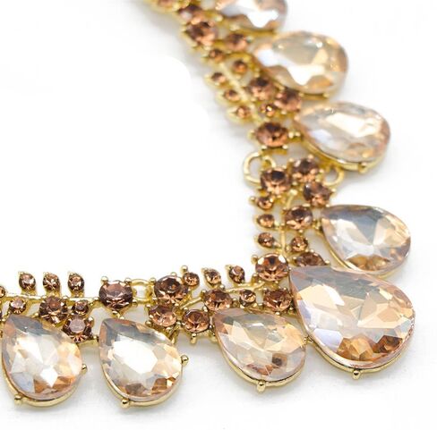 Women's Costume Fashion Crystal Teardrop Crystal Bridal Statement Necklace Dangle Earrings Set in Saudi Arabia