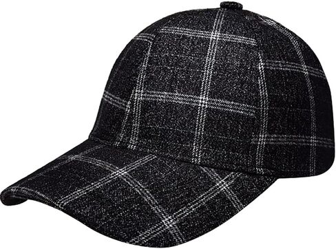 Unisex Tweed Baseball Cap Men Women Plaid Checked Dad Hat Adjustable Stylish Fall Winter Trucker Hats for Outdoor Travel in Saudi Arabia