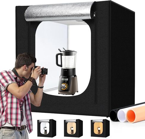 32x32 Inch Photo Studio Photo Light Box for Photography, 405 LED Large Lightbox with 3 Stepless Dimming Light Panel and Soft Light Cloth Professional Photo Background Shooting Tents in Saudi Arabia