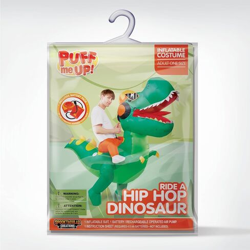 Spooktacular Creations Adult Halloween Inflatable Costume, Riding a Hip-hop Dinosaur Blow-up Costume, Green Inflatable T-rex Deluxe Ride On Halloween Costume for Halloween Cosplay Parties in Saudi Arabia