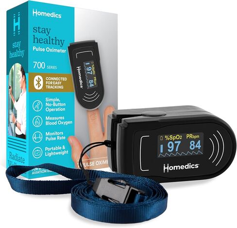 مقياس التأكسج النبضي من هوميديكس، جهاز مراقبة تشبع الأكسجين في الدم مع تشغيل سهل بلمسة واحدة، مقياس التأكسج بأطراف الأصابع لقياس الأكسجين في الدم ومعدل النبض in Kuwait