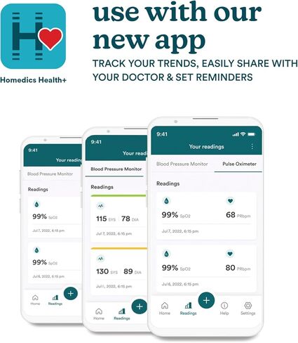 مقياس التأكسج النبضي من هوميديكس، جهاز مراقبة تشبع الأكسجين في الدم مع تشغيل سهل بلمسة واحدة، مقياس التأكسج بأطراف الأصابع لقياس الأكسجين في الدم ومعدل النبض in Kuwait