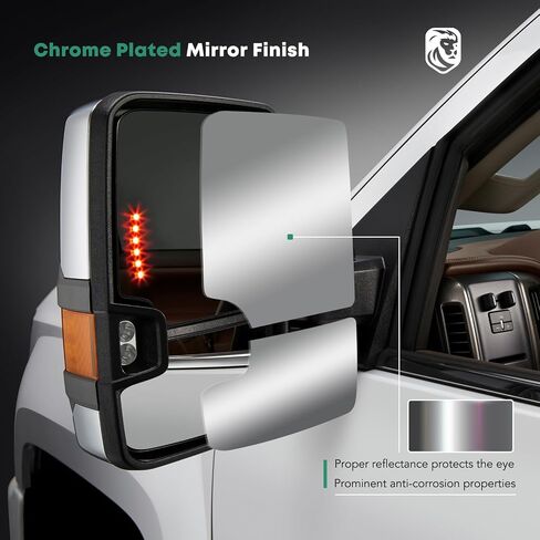 YHTAUTO Towing Mirrors Fits Tahoe 1995-2000, Yukon, C/K 1500 2500 Suburban, Blazer, Power Adjusted Heated, Arrow & Turn Signal & Backup Lights, Telescoping Convex Driver & Passenger Side Car Mirrors in Saudi Arabia