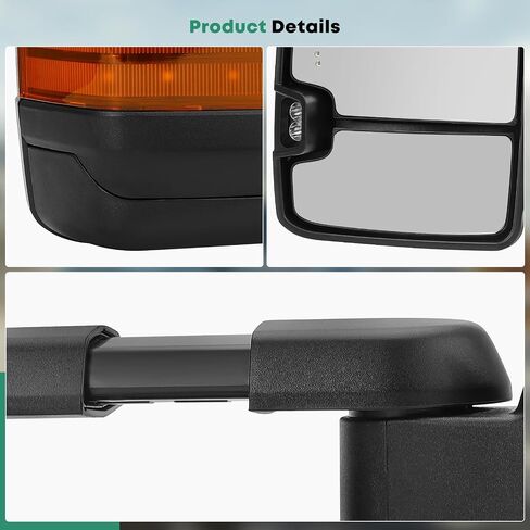 YHTAUTO Towing Mirrors Fits Tahoe 1995-2000, Yukon, C/K 1500 2500 Suburban, Blazer, Power Adjusted Heated, Arrow & Turn Signal & Backup Lights, Telescoping Convex Driver & Passenger Side Car Mirrors in Saudi Arabia