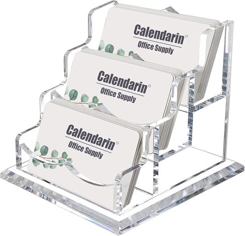 Acrylic Business Card Holder for Desk, Clear Business Name Card Display Card Organizer, Morden Desk Accessory Supply for Office, Horizontal, 2-Slot in Saudi Arabia