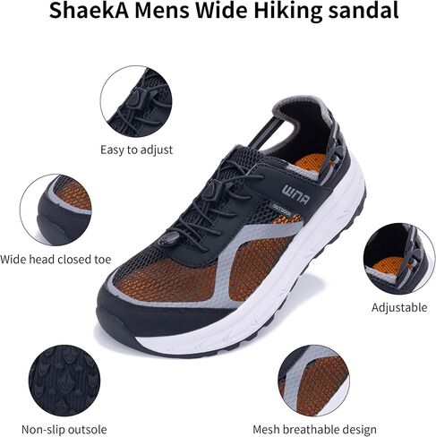 Mens Wide Toe Summer Sandals Closed Toe Shoes Hiking Sandal Outdoor Athletic Recovery Walking Shoes US 8-13 in Saudi Arabia