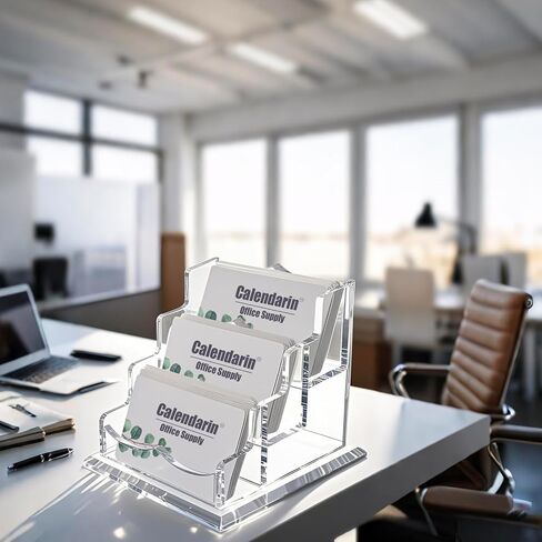 Acrylic Business Card Holder for Desk, Clear Business Name Card Display Card Organizer, Morden Desk Accessory Supply for Office, Horizontal, 2-Slot in Saudi Arabia
