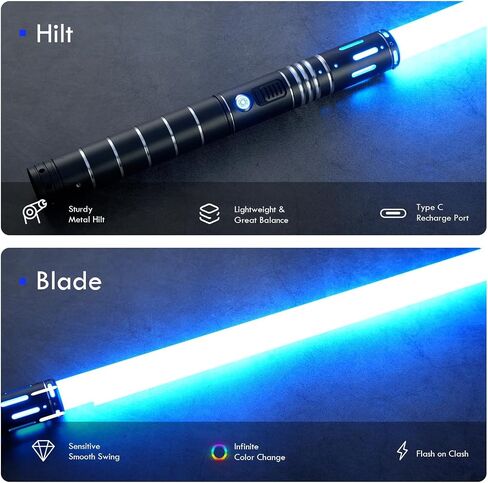 مصباح المبارزة SABER ، XRGB 3.0 التحكم في الحركة SPERT SWAND LIGHT مع 16 خطًا صوتيًا ، تغيير لون اللانهائي ، HILT الألمنيوم ، التحكم في التطبيق للبالغين ، هدية تأثيري ، أسود in Kuwait