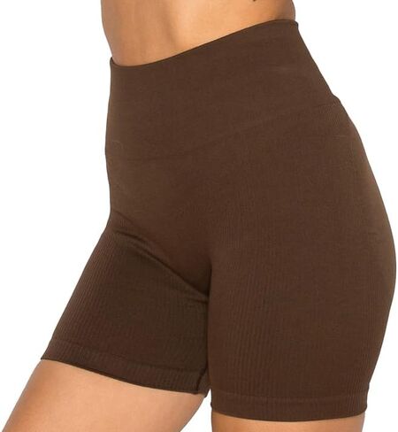 High Waisted Ribbed Workout Shorts for Women Seamless Butt Lifting Tummy Control Breathable Squat Proof Yoga Fitness Shorts in Saudi Arabia