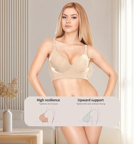 Women's Full-Coverage Push-Up Underwire Bra - Hide Armpit Fat, Slim Back, and Sculpt The Perfect Bust, Nude in Saudi Arabia