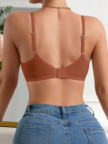 Women Wireless Bra Seamless Comfortable Lingerie Adjustable Straps Simple Solid Color Daily Wear in Saudi Arabia
