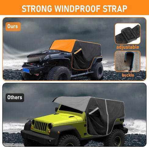 Cab Cover for Ford Bronco 2 Door 2021 2022 2023 2024, Heavy Duty Jeep Cover 420D Car Cover All-Weather Outdoor Waterproof Rain Cover Sun UV Protection with Reflective Strip Door Zipper (2 Door) in Kuwait