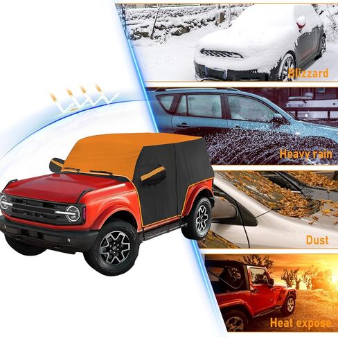 Cab Cover for Ford Bronco 2 Door 2021 2022 2023 2024, Heavy Duty Jeep Cover 420D Car Cover All-Weather Outdoor Waterproof Rain Cover Sun UV Protection with Reflective Strip Door Zipper (2 Door) in Kuwait