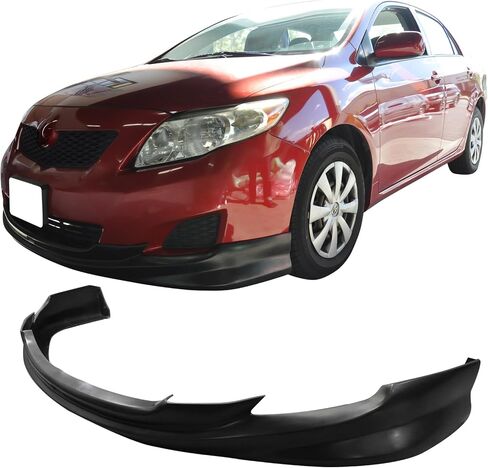 IKON MOTORSPORTS، الشفة الأمامية الممتصة للصدمات متوافقة مع 2009-2010 Toyota Corolla، K-Style PU غير مطلي باللون الأسود الأمامي للشفاه المفسد in Saudi Arabia