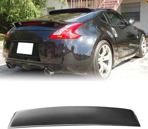 جناح سقف خلفي، متوافق مع 2009-2020 Nissan 370Z كوبيه، بولي بروبيلين (PP) أسود لامع لنافذة السيارة العلوية جناح الشفة in Saudi Arabia