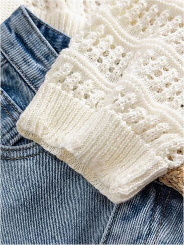 Milumia Women's Y2k Tie Front Sweater Cardigan 3D Flower Crochet Long Sleeve Knitted Crop Tops Going Out in Saudi Arabia