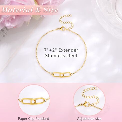 JoycuFF Mothers Day Bracelets For Women Paper Clip Bracelet Birthday Gifts For Women Mom Daughter Sister Bracelet in Saudi Arabia