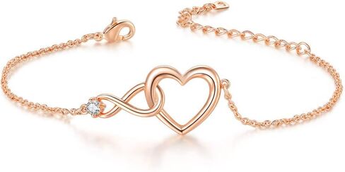Heart Infinity Bracelet for Women Gold Plated Silver Cubic Zirconia Stainless Steel Bracelet Valentine's Day Jewelry Gift in Saudi Arabia
