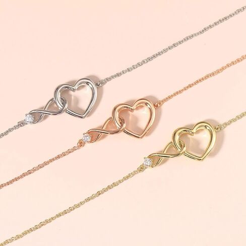 Heart Infinity Bracelet for Women Gold Plated Silver Cubic Zirconia Stainless Steel Bracelet Valentine's Day Jewelry Gift in Saudi Arabia