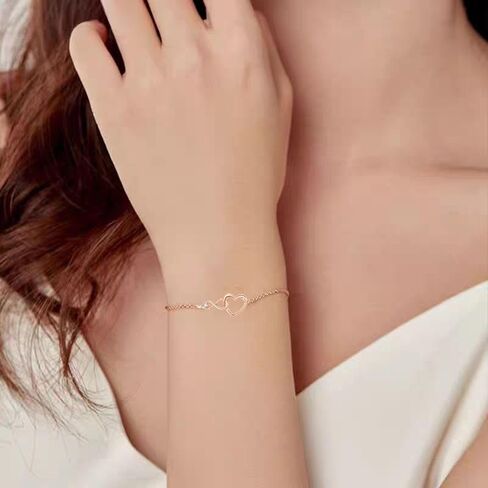 Heart Infinity Bracelet for Women Gold Plated Silver Cubic Zirconia Stainless Steel Bracelet Valentine's Day Jewelry Gift in Saudi Arabia