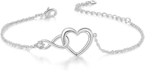 Heart Infinity Bracelet for Women Gold Plated Silver Cubic Zirconia Stainless Steel Bracelet Valentine's Day Jewelry Gift in Saudi Arabia