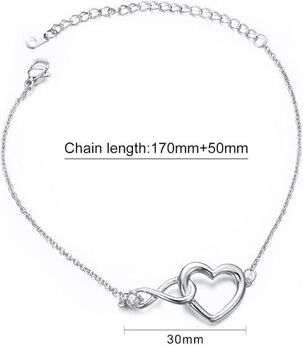Heart Infinity Bracelet for Women Gold Plated Silver Cubic Zirconia Stainless Steel Bracelet Valentine's Day Jewelry Gift in Saudi Arabia