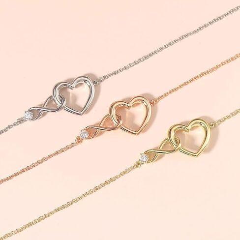 Heart Infinity Bracelet for Women Gold Plated Silver Cubic Zirconia Stainless Steel Bracelet Valentine's Day Jewelry Gift in Saudi Arabia
