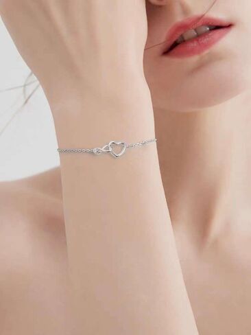 Heart Infinity Bracelet for Women Gold Plated Silver Cubic Zirconia Stainless Steel Bracelet Valentine's Day Jewelry Gift in Saudi Arabia