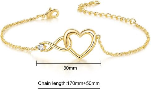 Heart Infinity Bracelet for Women Gold Plated Silver Cubic Zirconia Stainless Steel Bracelet Valentine's Day Jewelry Gift in Saudi Arabia