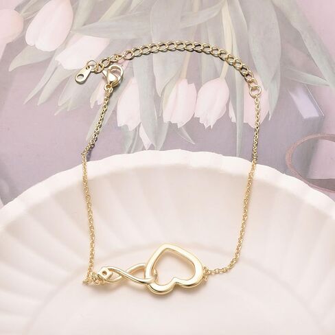 Heart Infinity Bracelet for Women Gold Plated Silver Cubic Zirconia Stainless Steel Bracelet Valentine's Day Jewelry Gift in Saudi Arabia