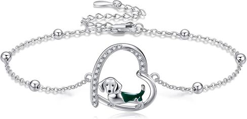 MONGAS Heart Bracelet Sterling Silver Heart Penguin/Guinea Pig/Hippo/Hummingbird/Dachshund Link Penguin/Guinea Pig/Hippo/Hummingbird/Dachshund Animal Jewelry for Women in Saudi Arabia
