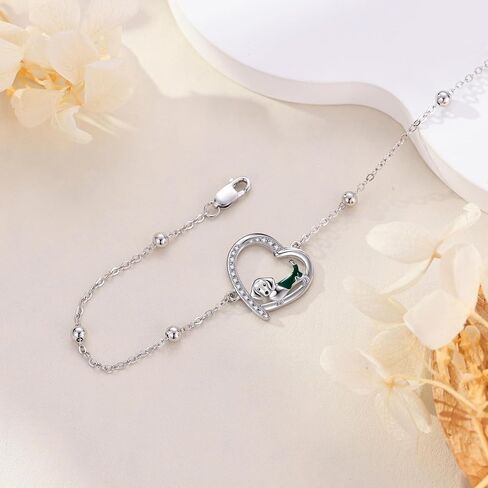 MONGAS Heart Bracelet Sterling Silver Heart Penguin/Guinea Pig/Hippo/Hummingbird/Dachshund Link Penguin/Guinea Pig/Hippo/Hummingbird/Dachshund Animal Jewelry for Women in Saudi Arabia