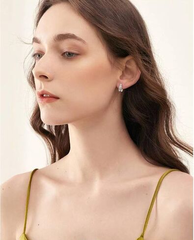 Small Double Hoop Huggie Earrings for Women, Trendy 14K Gold/Silver Plated Hypoallergenic Cubic Zirconia Small Hoop Earrings Jewelry in Saudi Arabia