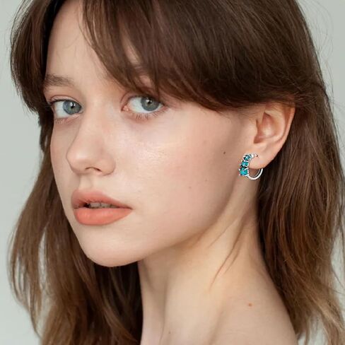 Heart/Oval Shaped Green Turquoise Hoop Earrings 925 Sterling Silver Vintage Boho Turquoise Hoop Earrings for Women Gifts in Saudi Arabia