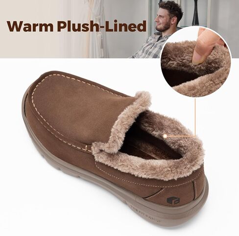 FitVille Extra Wide Men Slippers Slip-on House Slipper Non Slip Orthopedic Winter Shoes for Flat Feet Indoor & Outdoor in Saudi Arabia