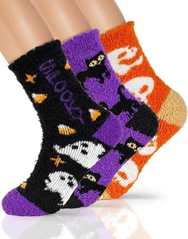 TEHOOK 4 Times Thicker Fuzzy Socks, Fall Autumn Halloween Thanksgiving Socks, Stocking Stuffers Christmas Gifts for Women, Cozy Fluffy Soft Warm Winter Socks in Saudi Arabia