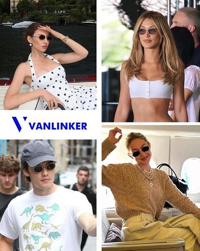 VANLINKER نظارات شمسية مستقطبة بيضاوية كلاسيكية للنساء والرجال عتيقة 90s بإطار ذهبي معدني VL9872 in Kuwait